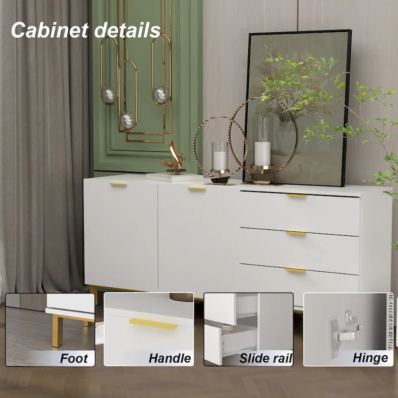 Armoire de rangement 2 portes, meuble TV 3 tiroirs, buffet.