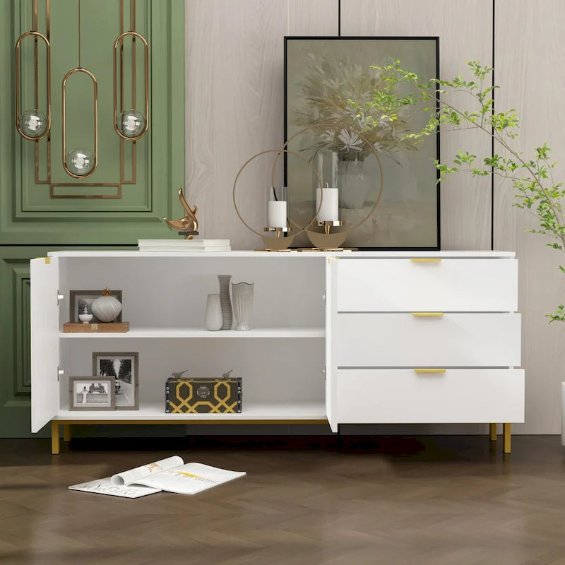 Armoire de rangement 2 portes, meuble TV 3 tiroirs, buffet.
