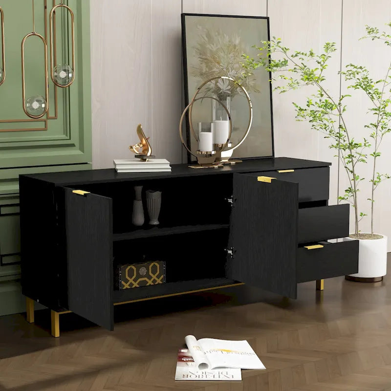 Armoire de rangement 2 portes, meuble TV 3 tiroirs, buffet.