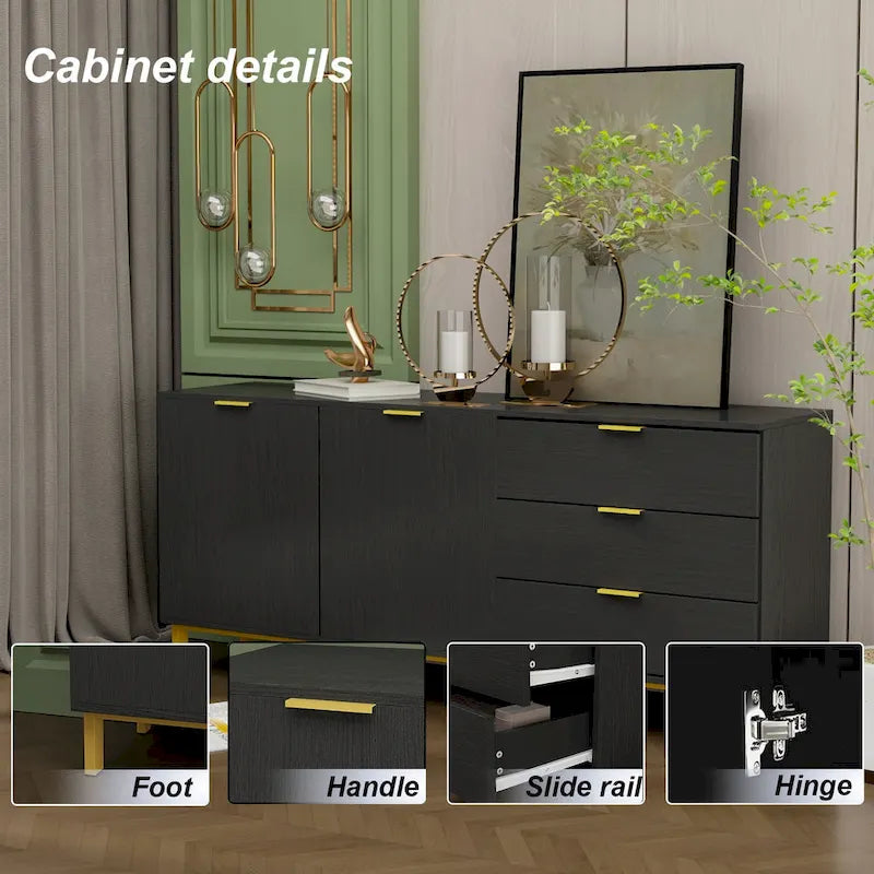 Armoire de rangement 2 portes, meuble TV 3 tiroirs, buffet.