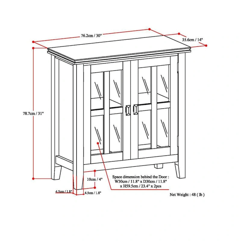 Meuble de rangement bas en BOIS MASSIF de 30 po de large - 30 larg. x 14 prof. x 31 haut.