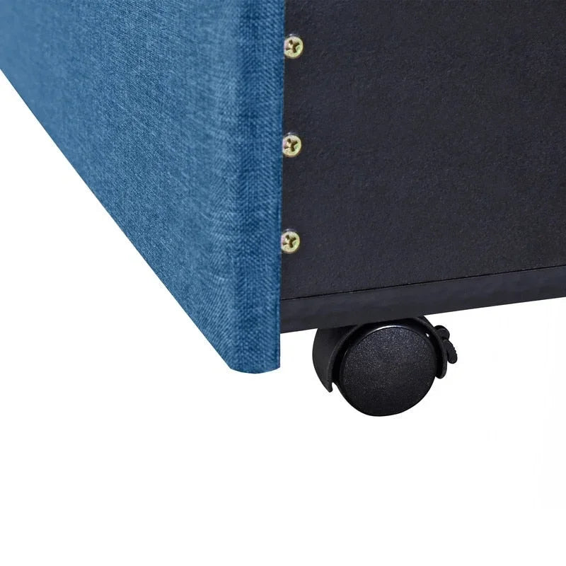Lit de rangement Queen Size, plateforme capitonnée en lin avec 3 tiroirs