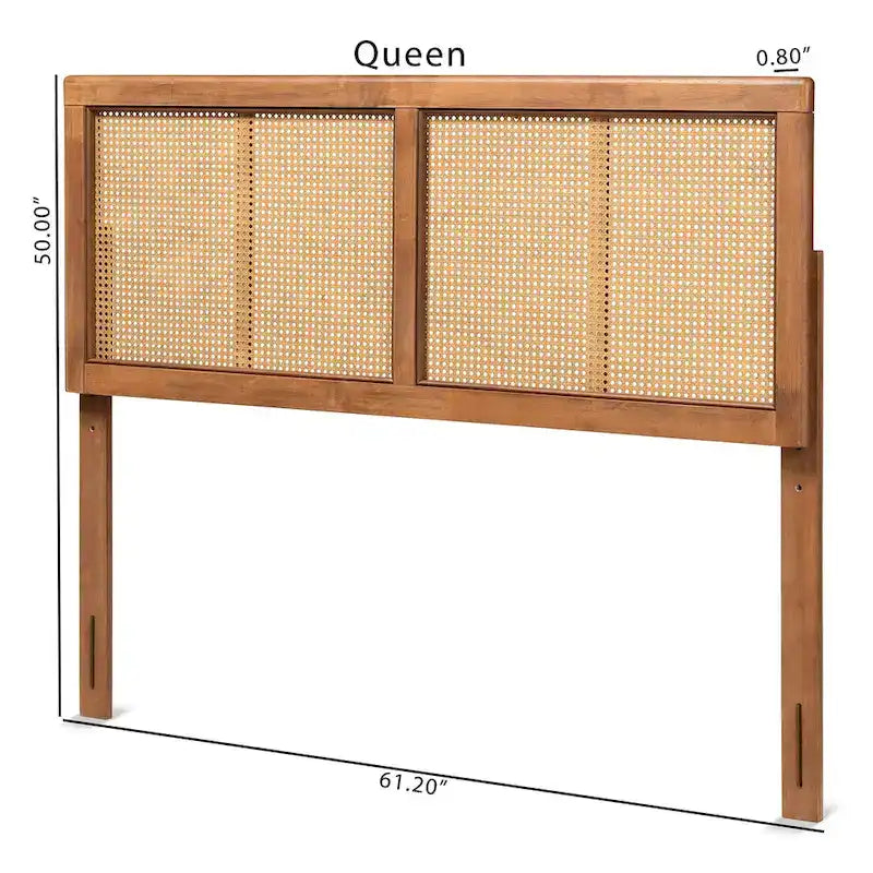 Tête de lit Gilbert Ash en bois de noyer et rotin synthétique