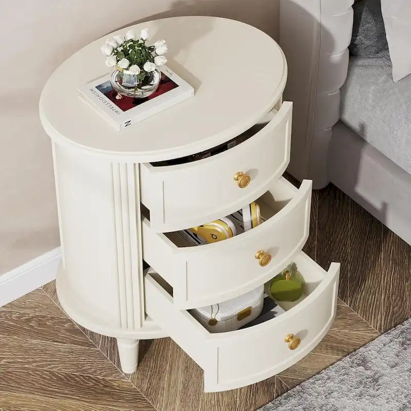 Table de chevet entièrement assemblée avec 3 tiroirs