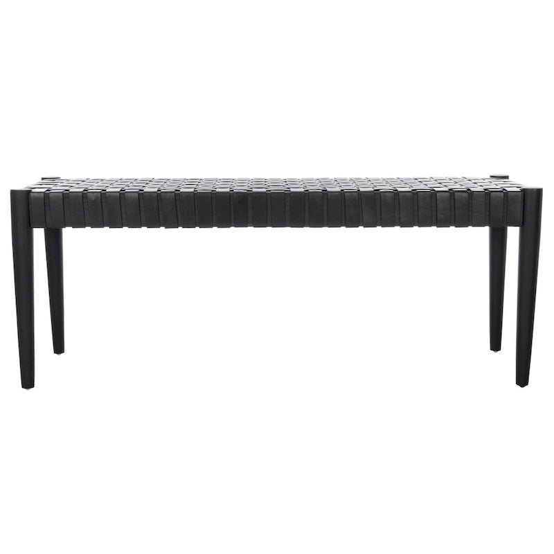 Banc en bois et cuir – 47Lx16Px18H