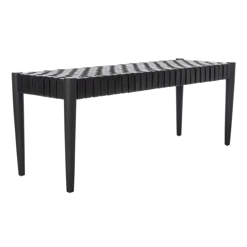 Banc en bois et cuir – 47Lx16Px18H