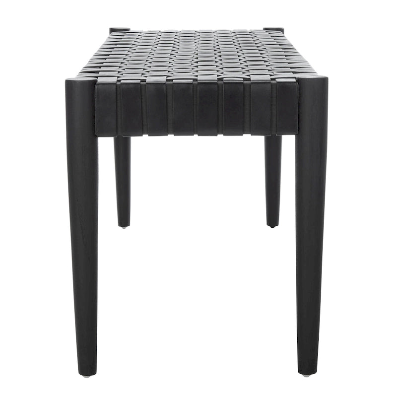 Banc en bois et cuir – 47Lx16Px18H