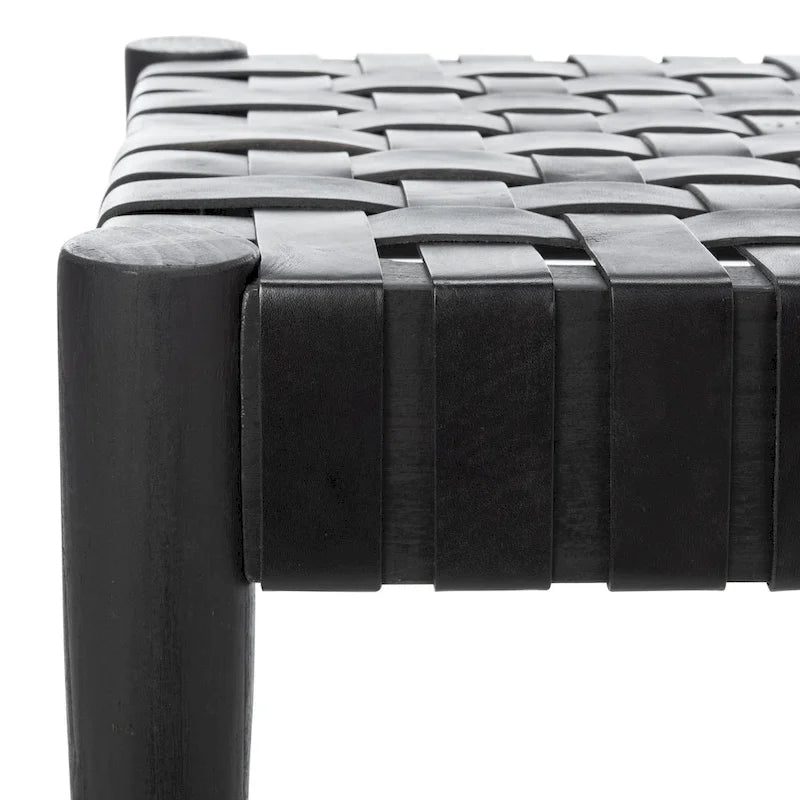 Banc en bois et cuir – 47Lx16Px18H