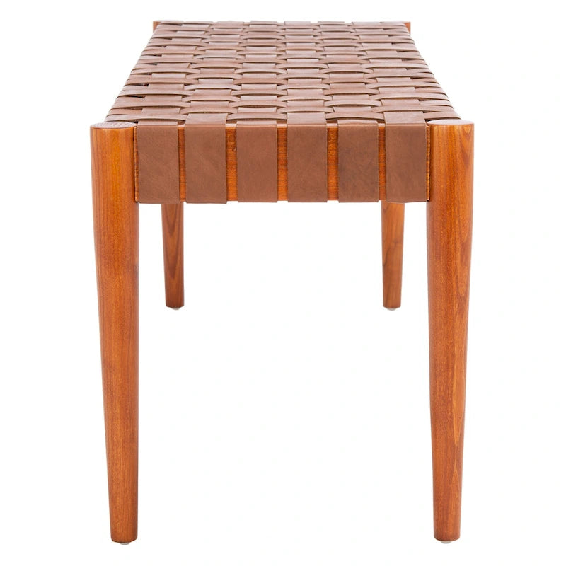 Banc en bois et cuir – 47Lx16Px18H