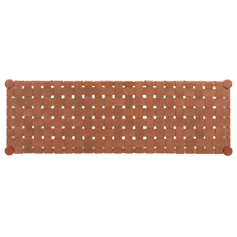 Banc en bois et cuir – 47Lx16Px18H