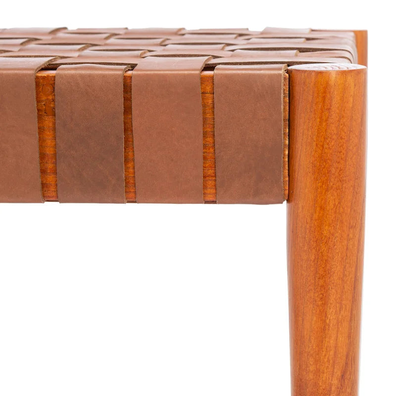 Banc en bois et cuir – 47Lx16Px18H