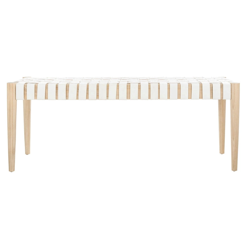 Banc en bois et cuir – 47Lx16Px18H