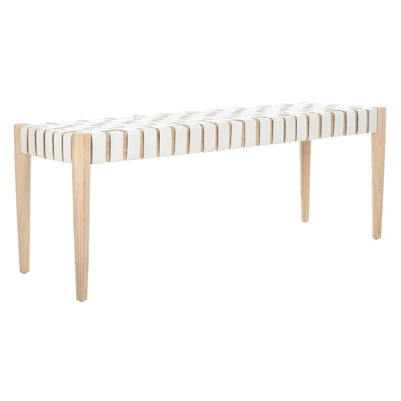 Banc en bois et cuir – 47Lx16Px18H