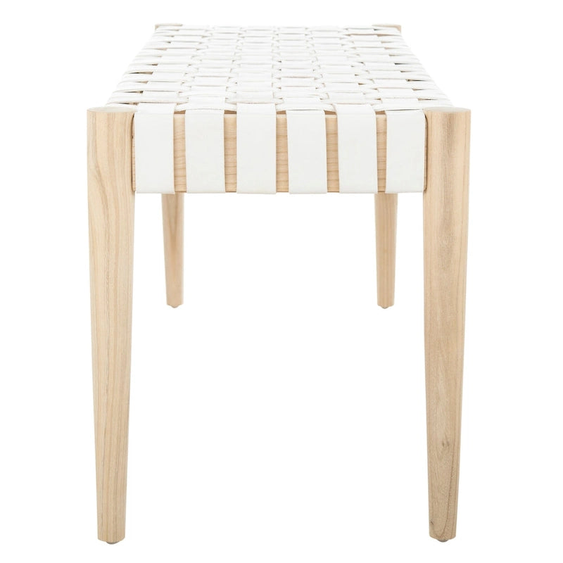 Banc en bois et cuir – 47Lx16Px18H