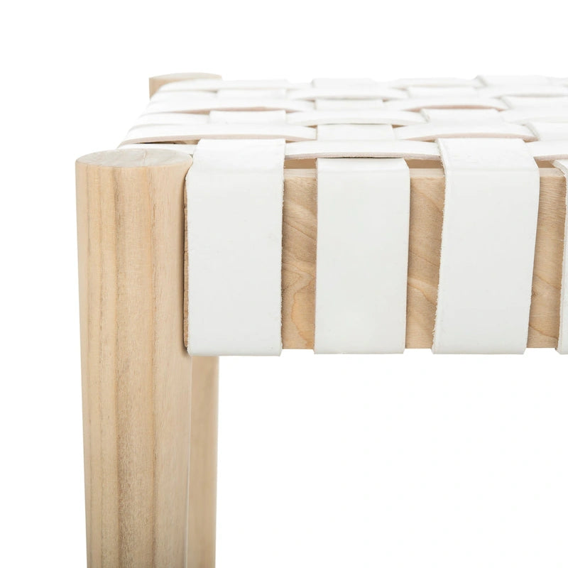 Banc en bois et cuir – 47Lx16Px18H