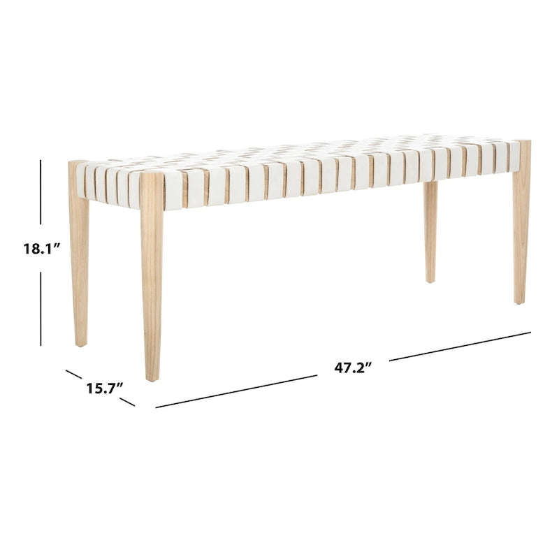 Banc en bois et cuir – 47Lx16Px18H