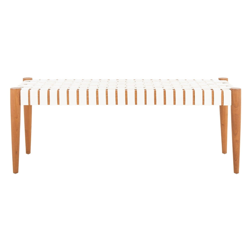 Banc en bois et cuir – 47Lx16Px18H