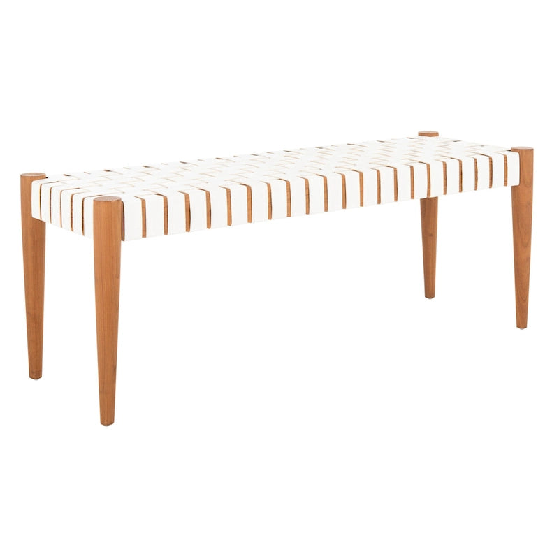 Banc en bois et cuir – 47Lx16Px18H