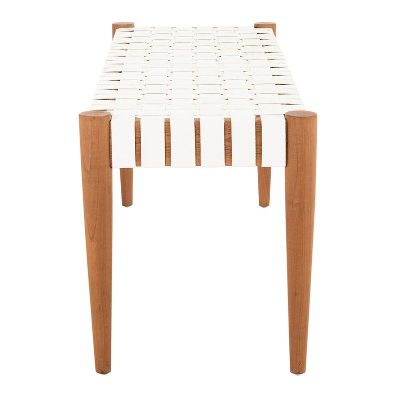 Banc en bois et cuir – 47Lx16Px18H