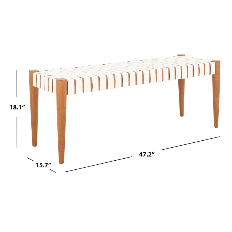 Banc en bois et cuir – 47Lx16Px18H