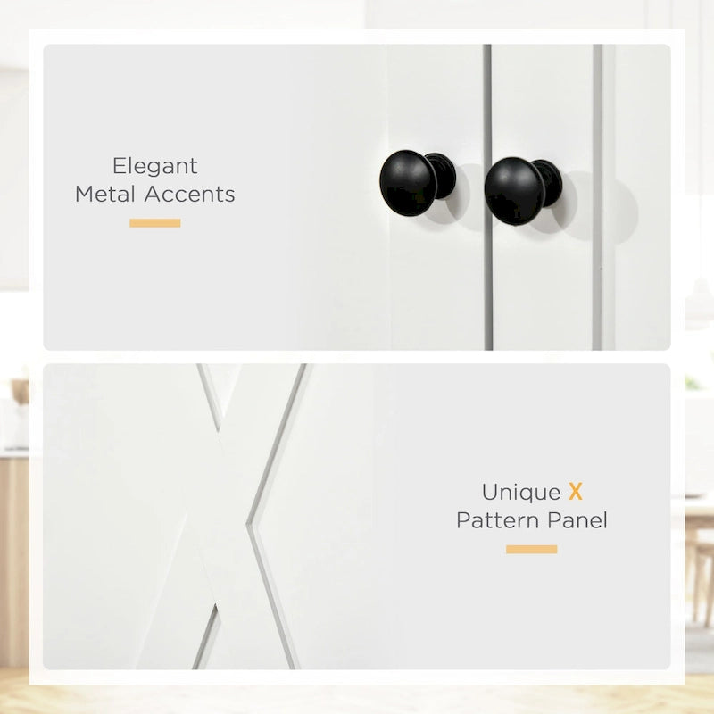 Armoire de cuisine indépendante de style ferme moderne à 4 portes, organisateur de rangement à 6 niveaux