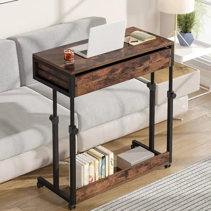 Bureau portable avec tiroirs, Support ordinateur portable réglable
