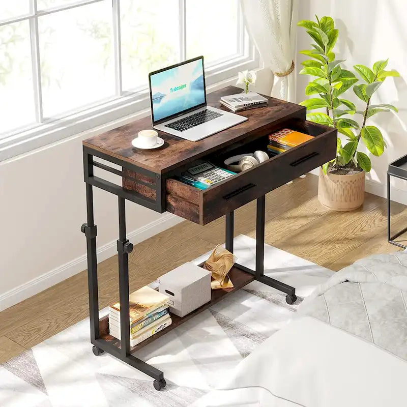 Bureau portable avec tiroirs, Support ordinateur portable réglable