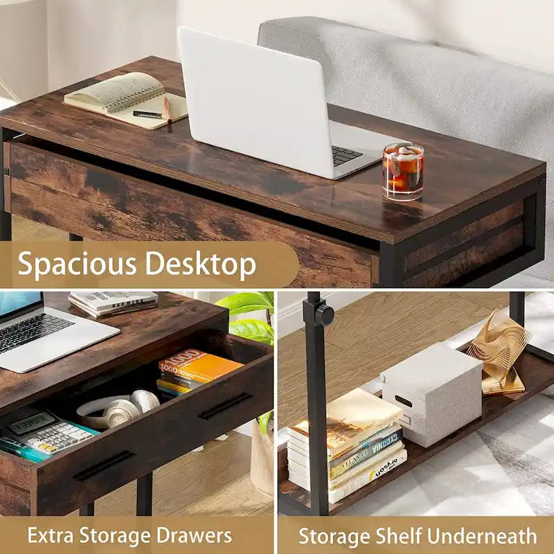 Bureau portable avec tiroirs, Support ordinateur portable réglable