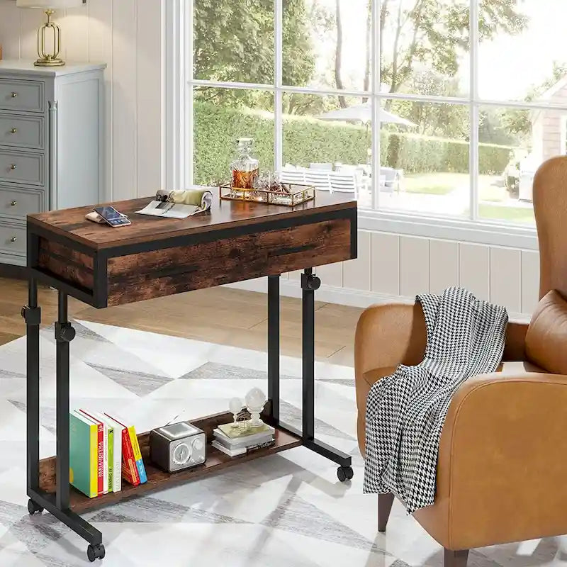 Bureau portable avec tiroirs, Support ordinateur portable réglable