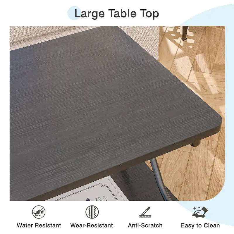 Table basse avec rangement et étagères ouvertes pour salon et salle à manger 99 cm, design rectangulaire moderne et industriel