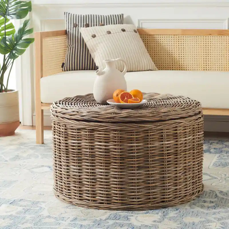 Table basse de rangement en osier - 28,5 x 28,5 x 17 - 29Lx29Px17H