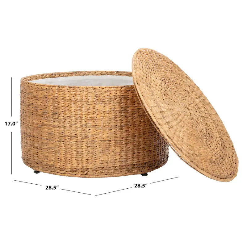 Table basse de rangement en osier - 28,5 x 28,5 x 17 - 29Lx29Px17H