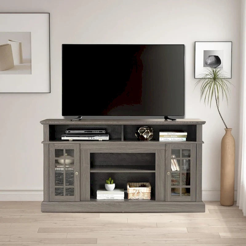 Meuble TV, console de divertissement moderne, jusqu'à 65 pouces, espaces de rangement ouverts et fermés