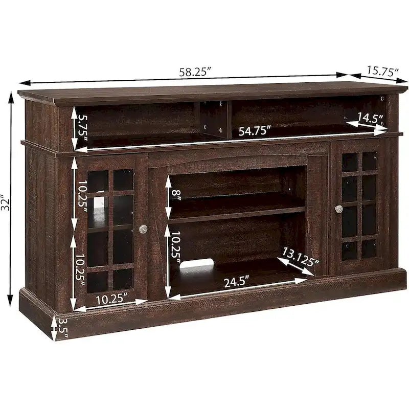 Meuble TV, console de divertissement moderne, jusqu'à 65 pouces, espaces de rangement ouverts et fermés