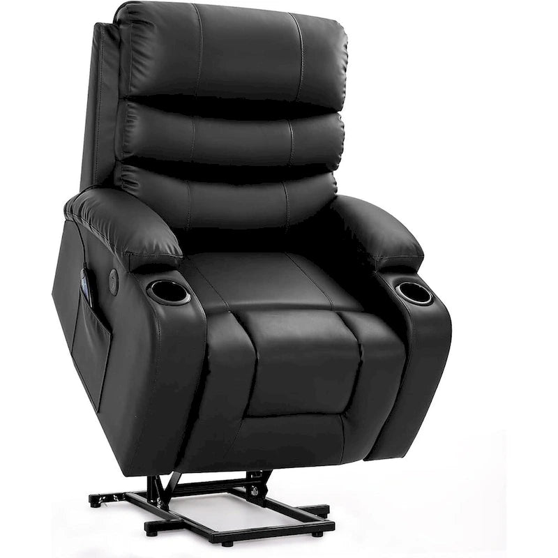 Fauteuil inclinable électrique surdimensionné avec massage et chauffage, en cuir PU avec poches, porte-gobelets et port USB