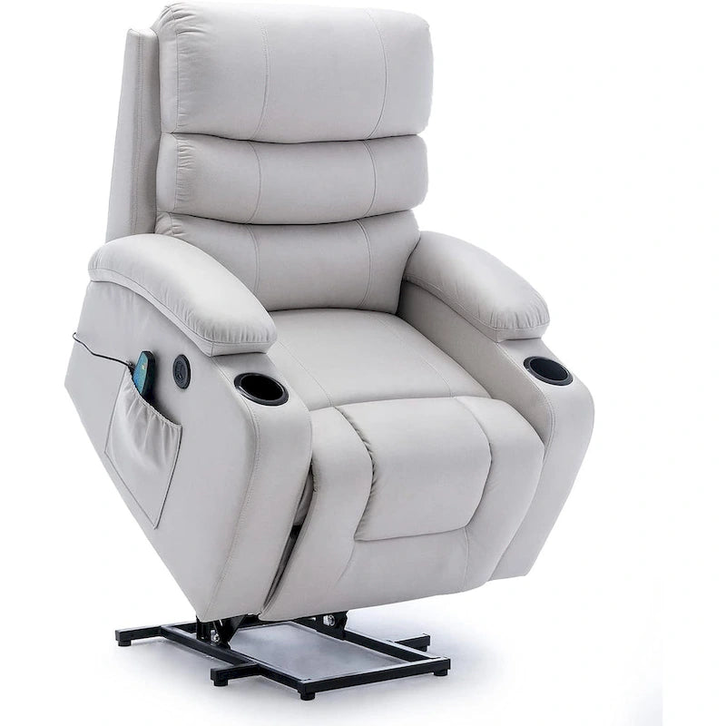 Fauteuil inclinable électrique surdimensionné avec massage et chauffage, en cuir PU avec poches, porte-gobelets et port USB