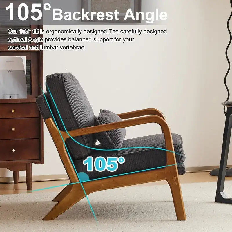 Fauteuil d'appoint 2 pièces en mélange de lin rembourré