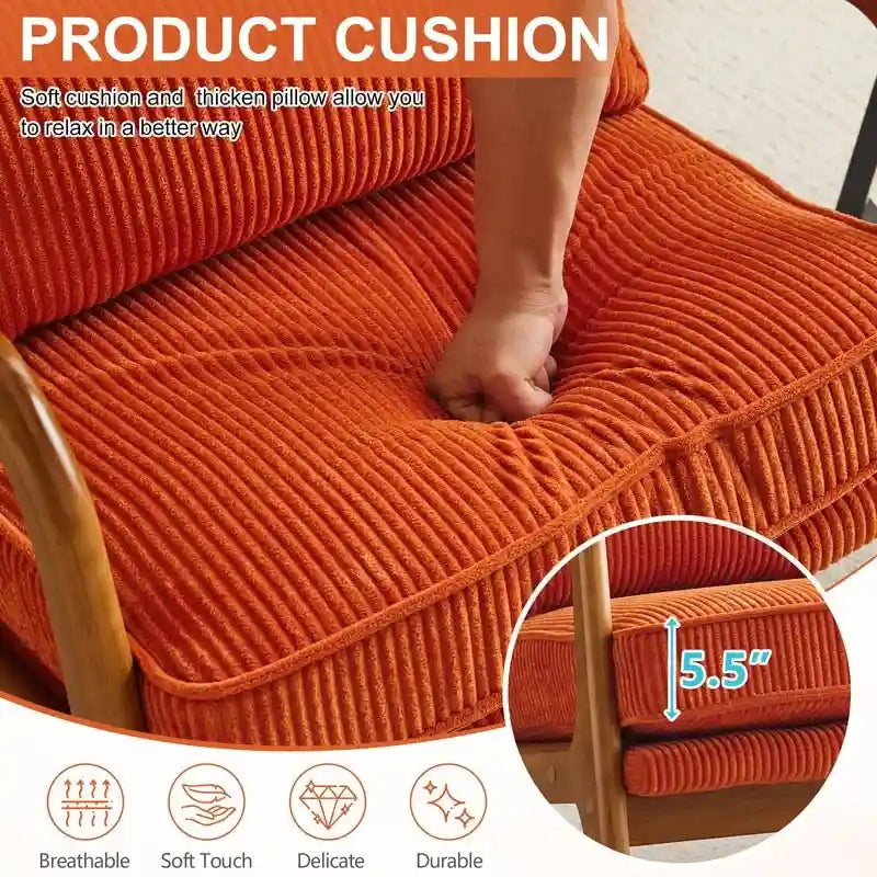 Fauteuil d'appoint 2 pièces en mélange de lin rembourré