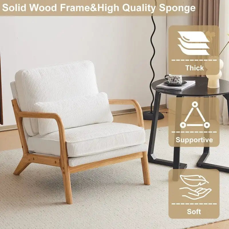 Fauteuil d'appoint 2 pièces en mélange de lin rembourré