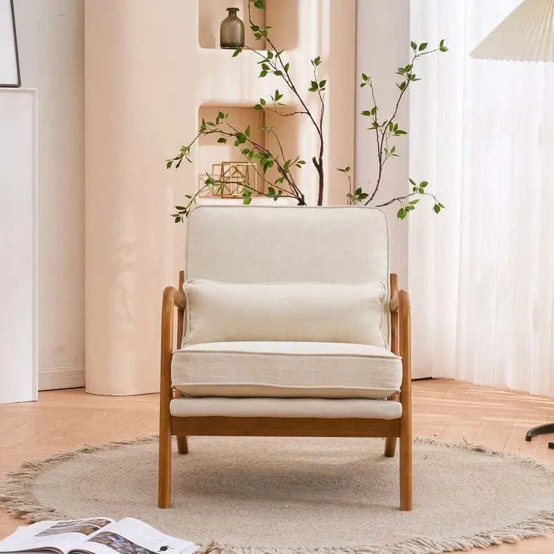 Fauteuil d'appoint 2 pièces en mélange de lin rembourré