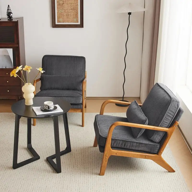 Fauteuil d'appoint 2 pièces en mélange de lin rembourré