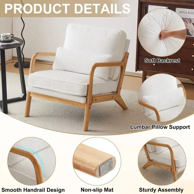 Fauteuil d'appoint 2 pièces en mélange de lin rembourré