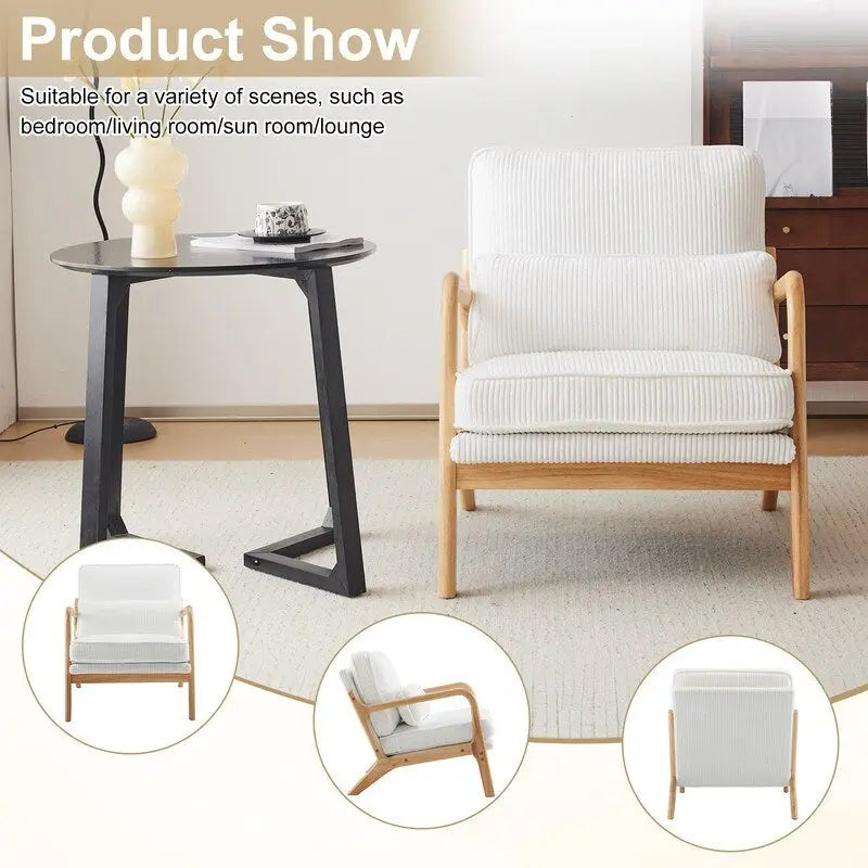 Fauteuil d'appoint 2 pièces en mélange de lin rembourré