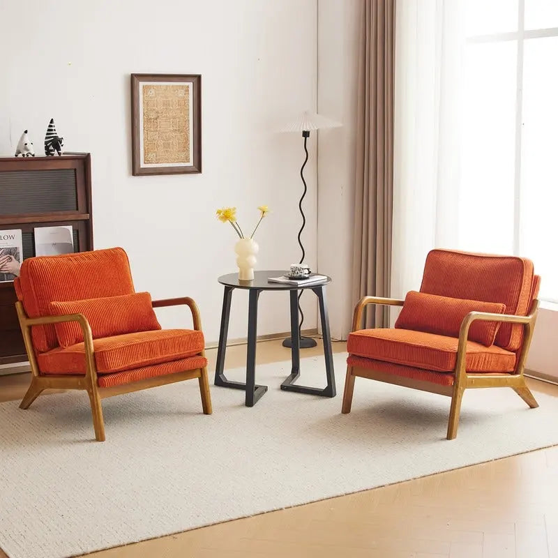 Fauteuil d'appoint 2 pièces en mélange de lin rembourré