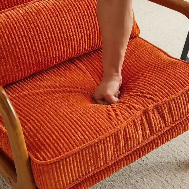 Fauteuil d'appoint 2 pièces en mélange de lin rembourré