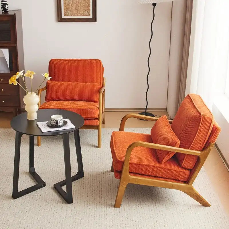 Fauteuil d'appoint 2 pièces en mélange de lin rembourré