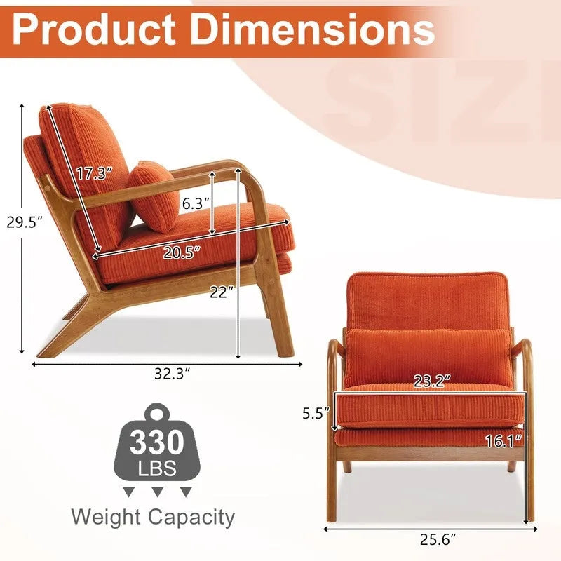 Fauteuil d'appoint 2 pièces en mélange de lin rembourré