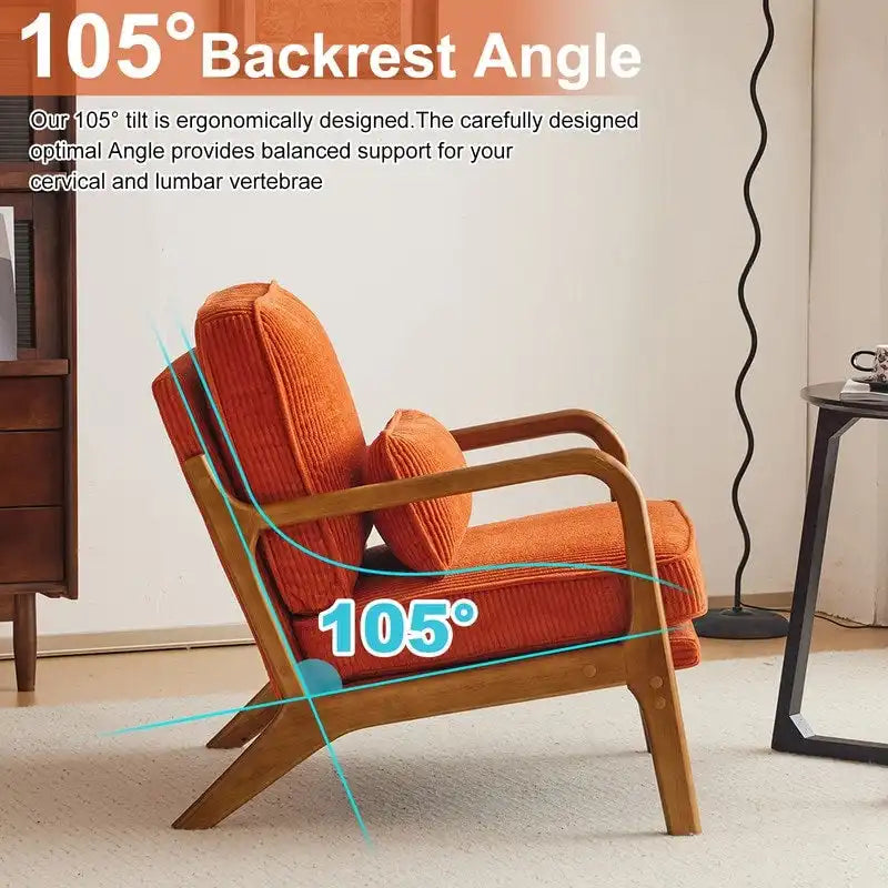 Fauteuil d'appoint 2 pièces en mélange de lin rembourré