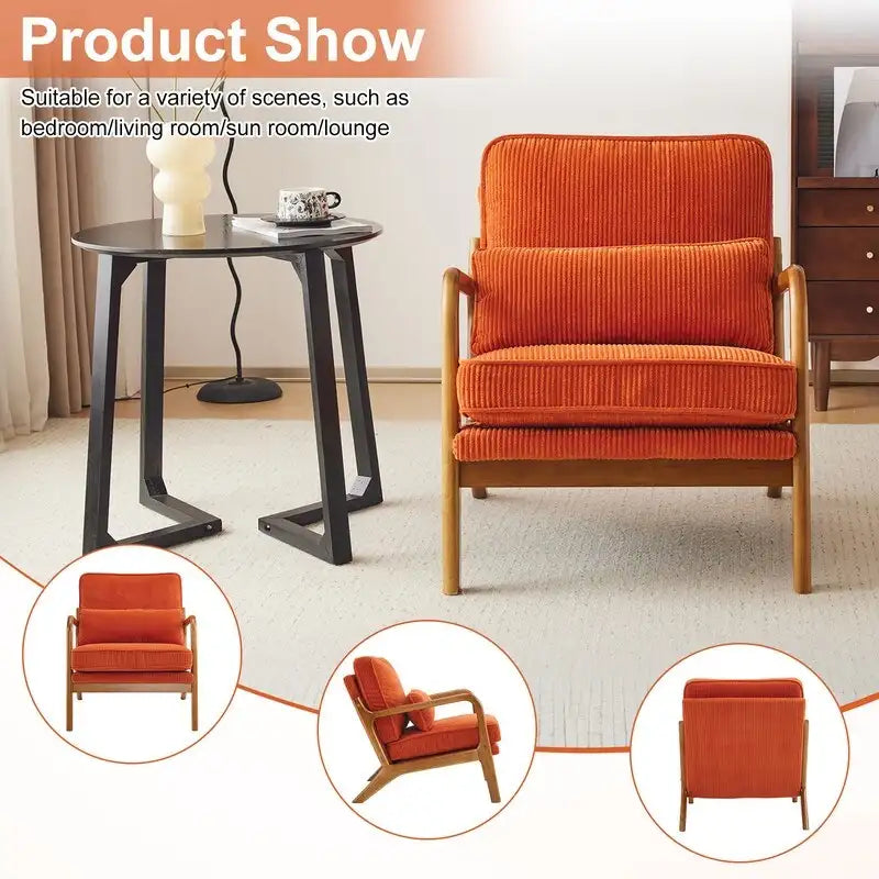 Fauteuil d'appoint 2 pièces en mélange de lin rembourré