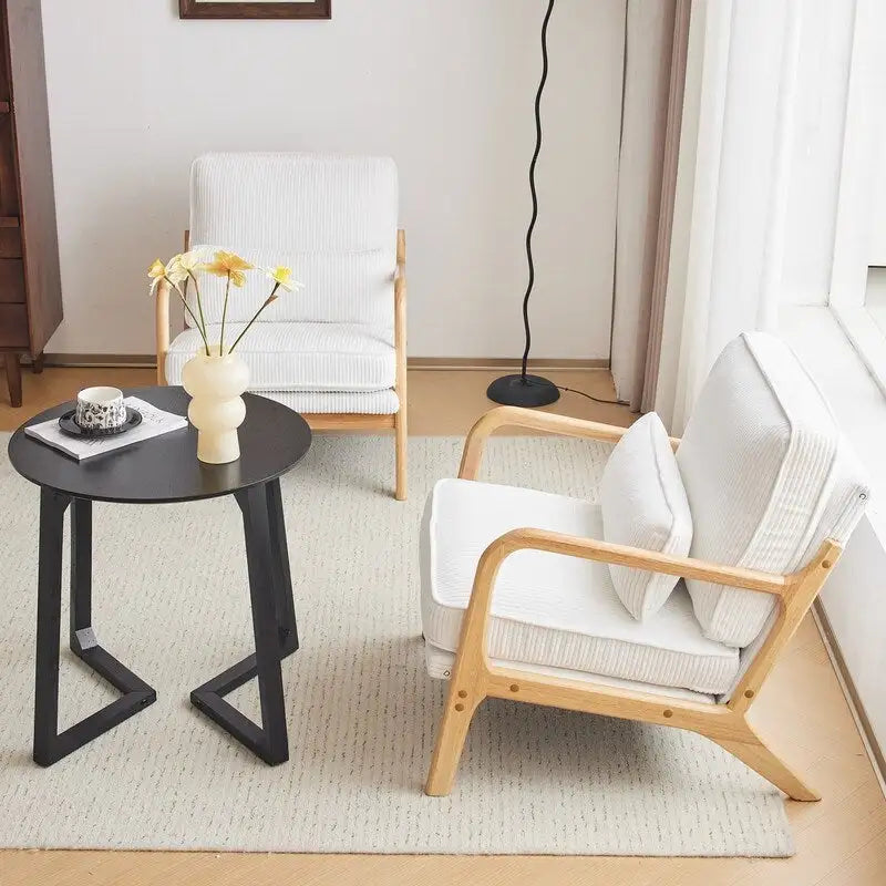 Fauteuil d'appoint 2 pièces en mélange de lin rembourré